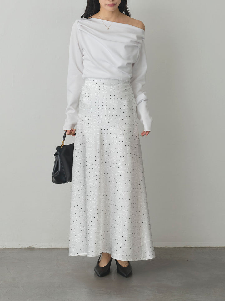 【Essential】2wayショルダードレープカットトップス