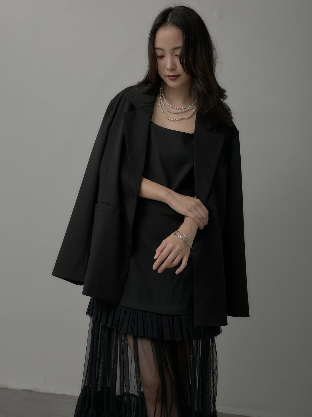 [予約]チュールドッキングキャミワンピース