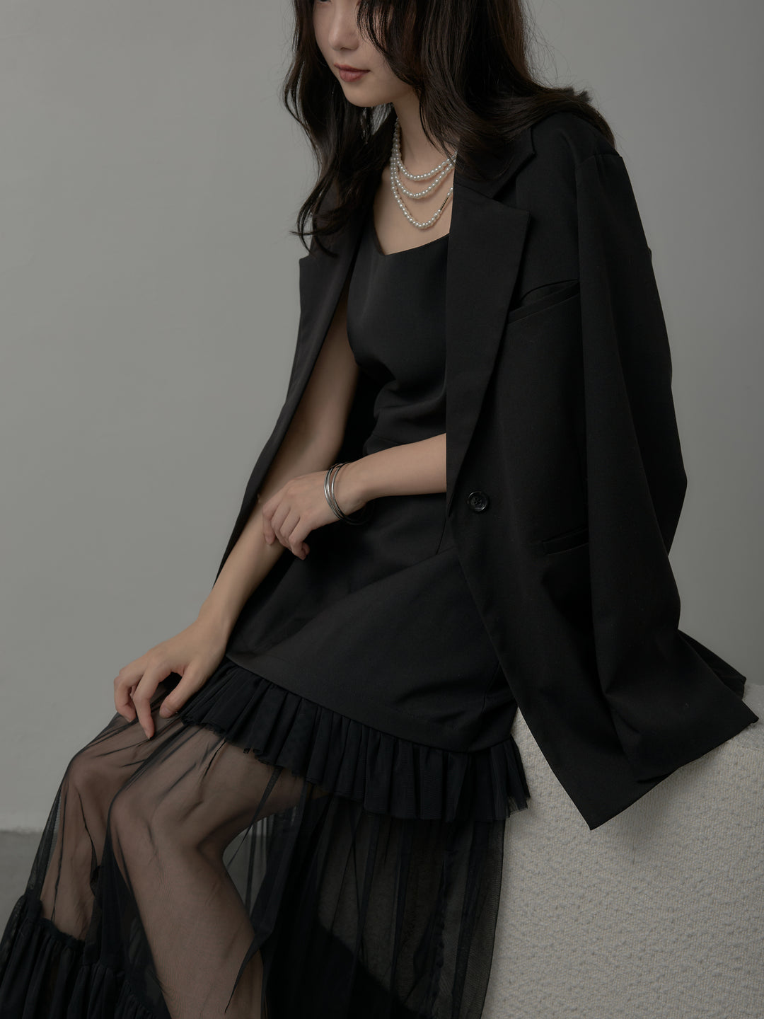 [予約]チュールドッキングキャミワンピース