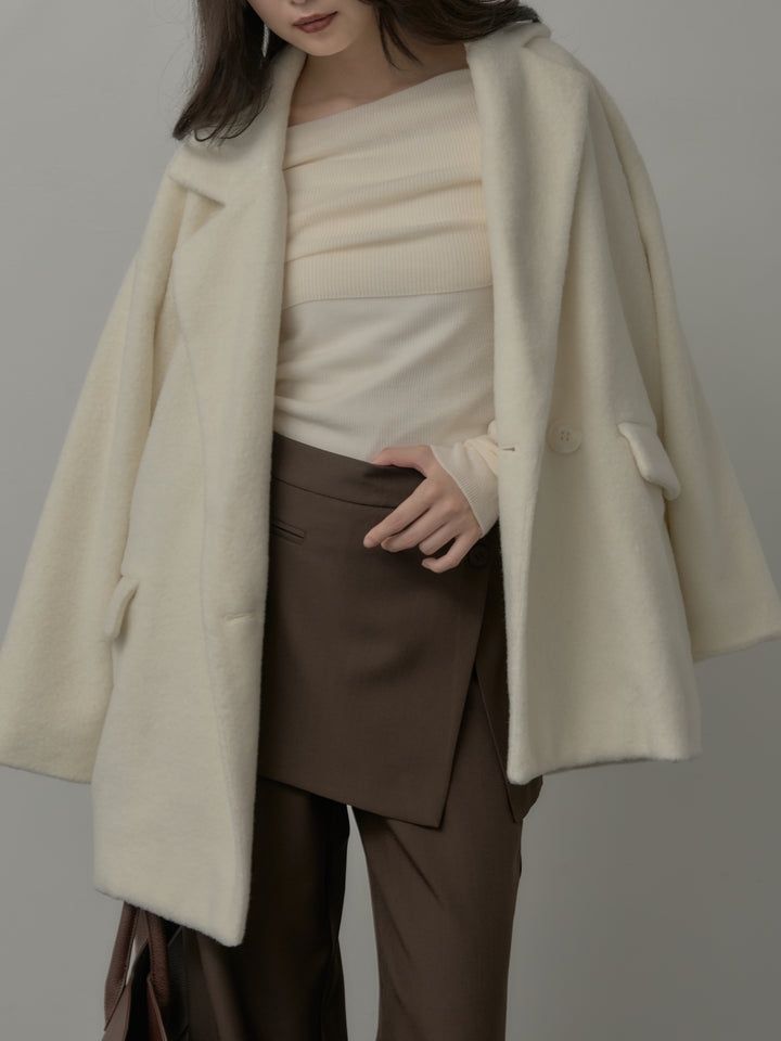 【SET】【Essential】オーバーサイズジャケットコート+オフショルリブニットトップス(2set)