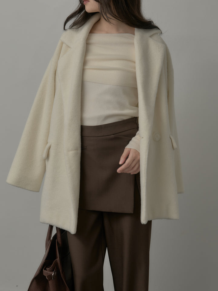 【SET】【Essential】オーバーサイズジャケットコート+オフショルリブニットトップス(2set)