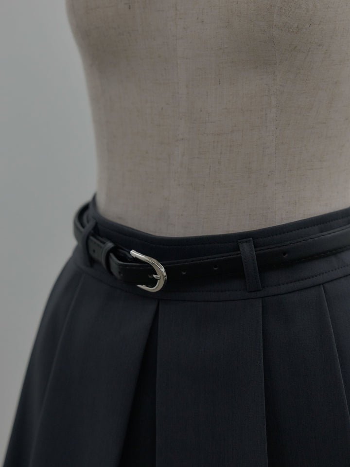 ベルト付きプリーツミニスカート