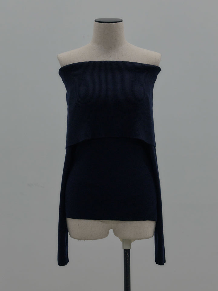 【premium touch】ソフトリブオフショルニットトップス