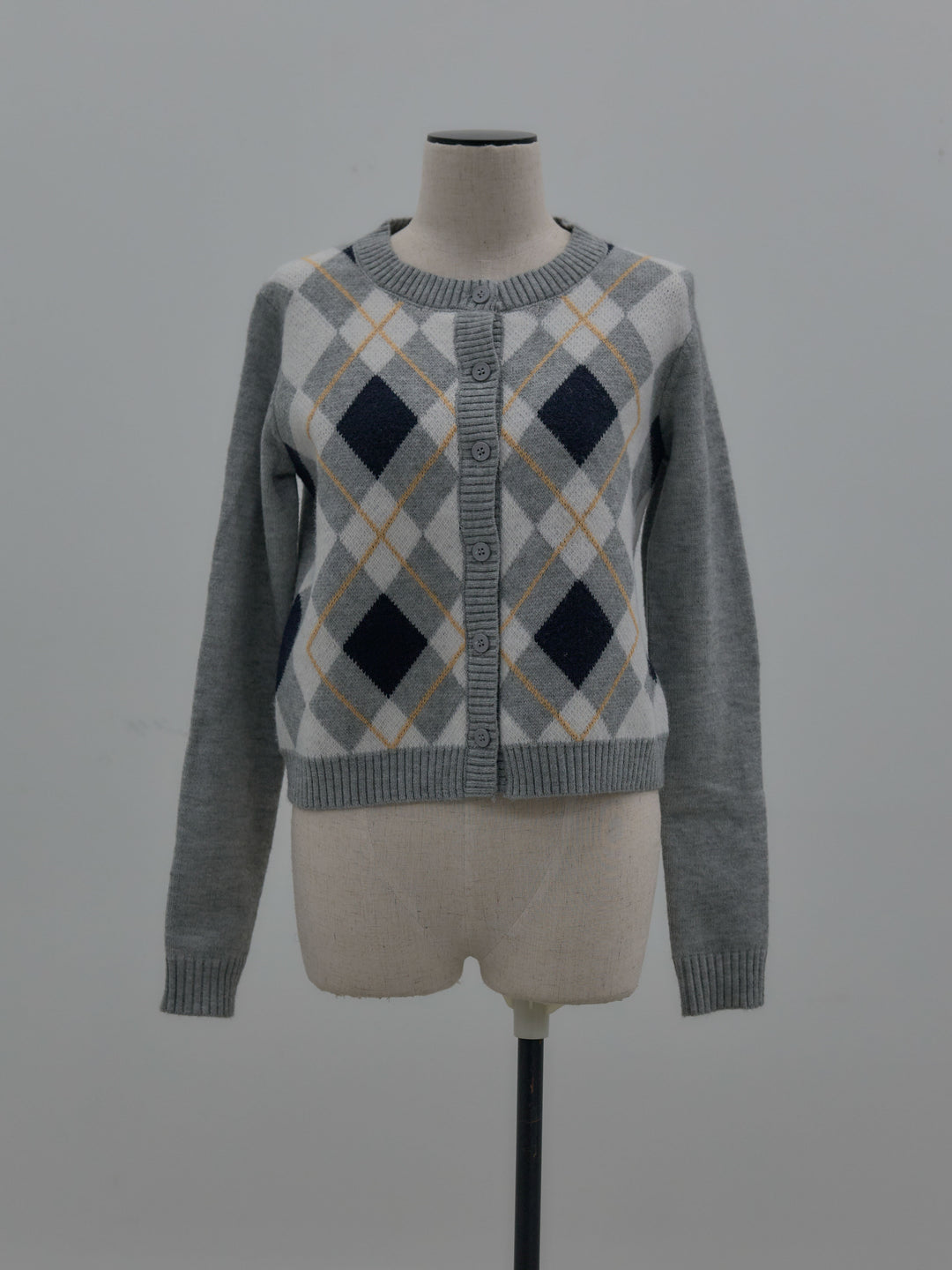 アーガイル柄コンパクトニットカーディガン