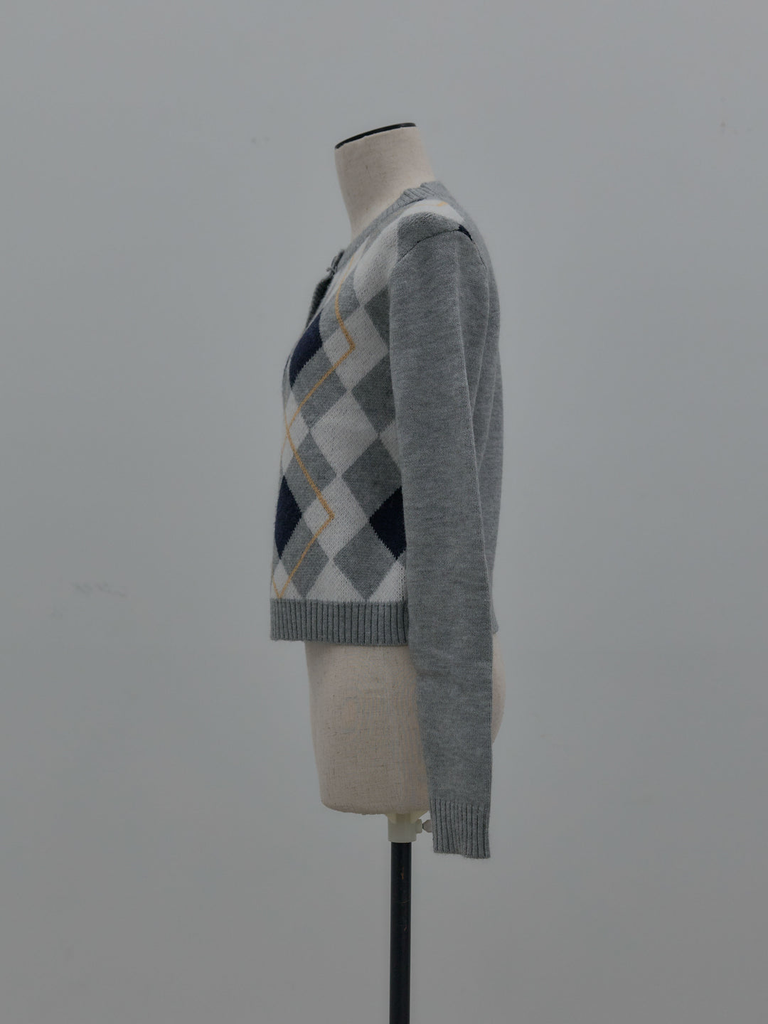 アーガイル柄コンパクトニットカーディガン