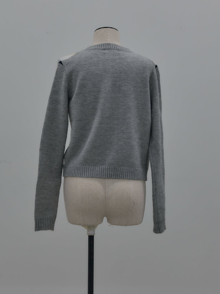 アーガイル柄コンパクトニットカーディガン