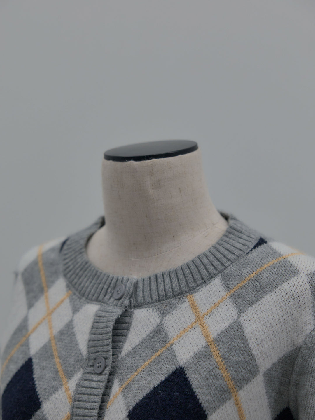 アーガイル柄コンパクトニットカーディガン