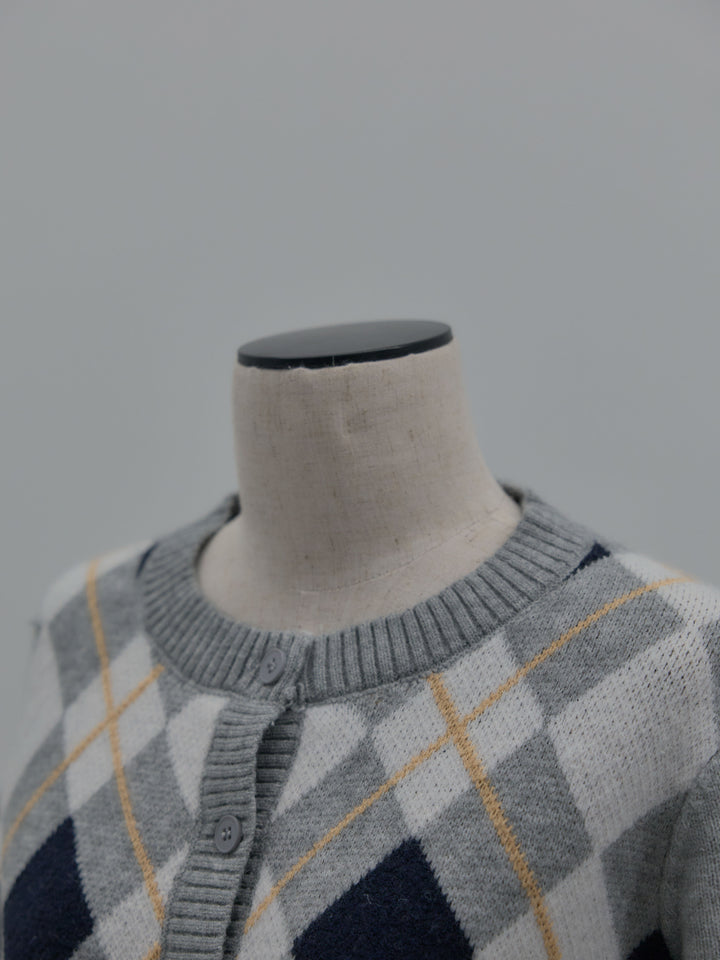 アーガイル柄コンパクトニットカーディガン