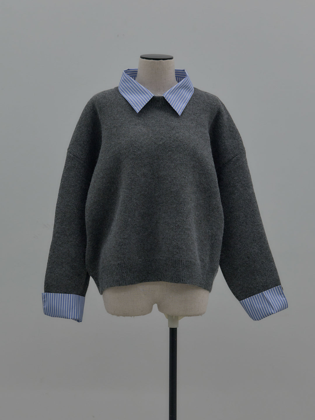 シャツドッキング肉厚ニットプルオーバー