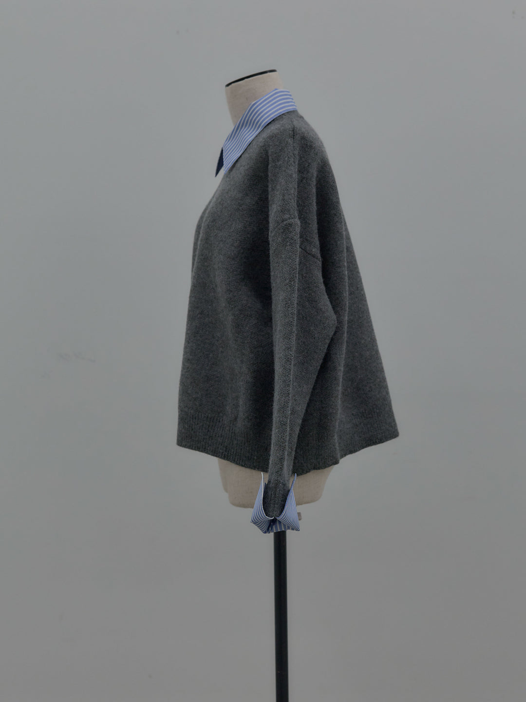 シャツドッキング肉厚ニットプルオーバー