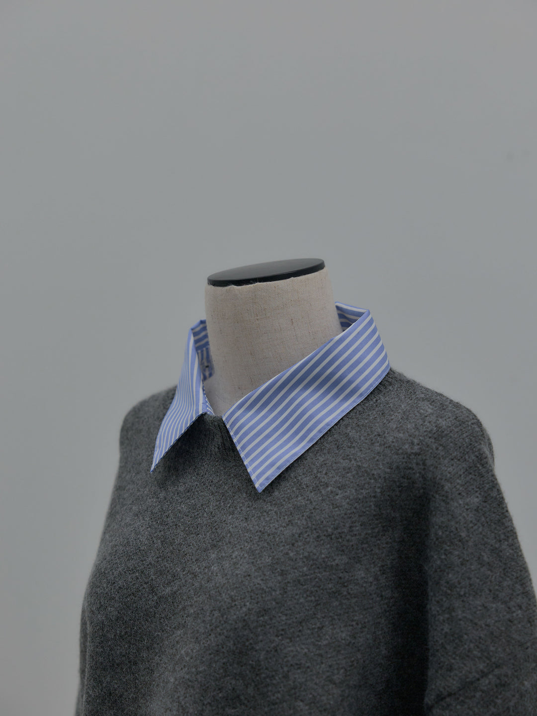 シャツドッキング肉厚ニットプルオーバー