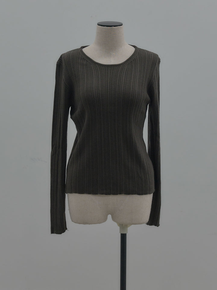 ニットスカーフ付きリブニットトップス