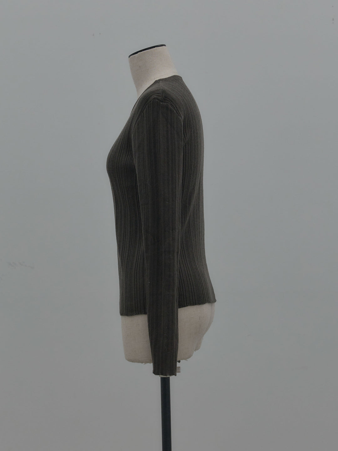 ニットスカーフ付きリブニットトップス