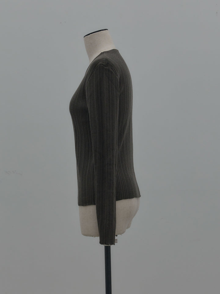 ニットスカーフ付きリブニットトップス