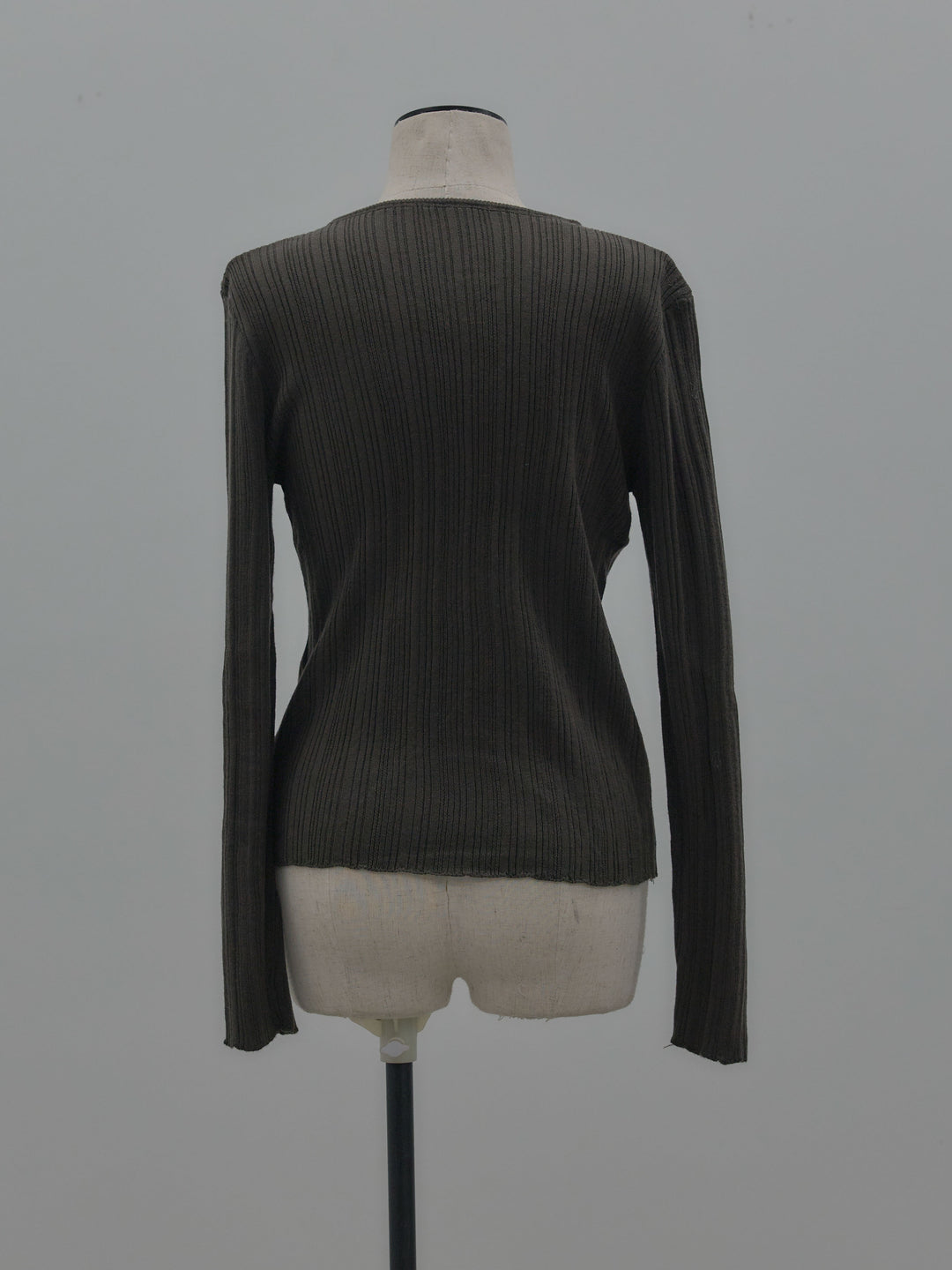 ニットスカーフ付きリブニットトップス