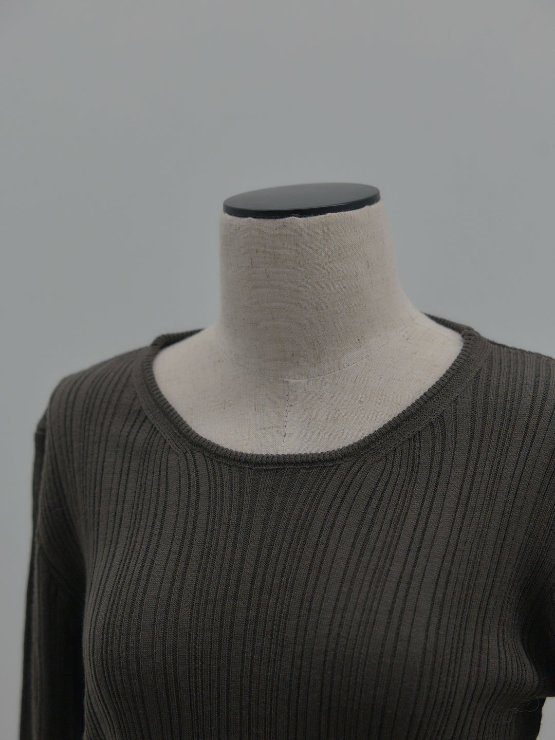 ニットスカーフ付きリブニットトップス