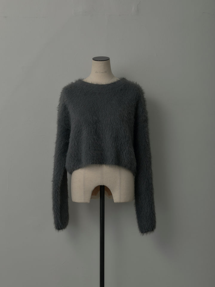 クロップドシャギーニットトップス