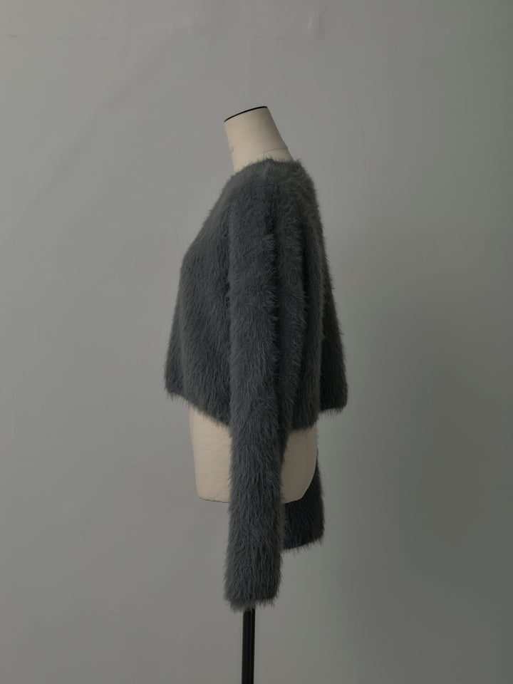 クロップドシャギーニットトップス