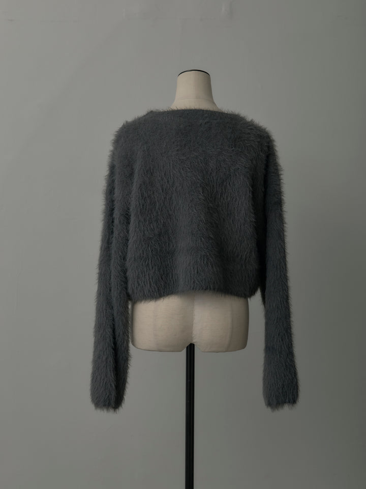 クロップドシャギーニットトップス