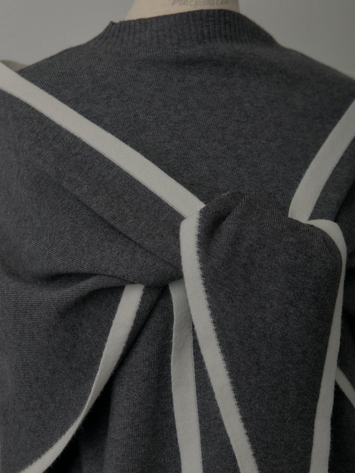 配色スカーフ付きニットトップス