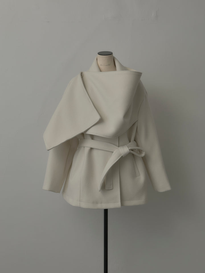 ドレープショールカラーベルトコート