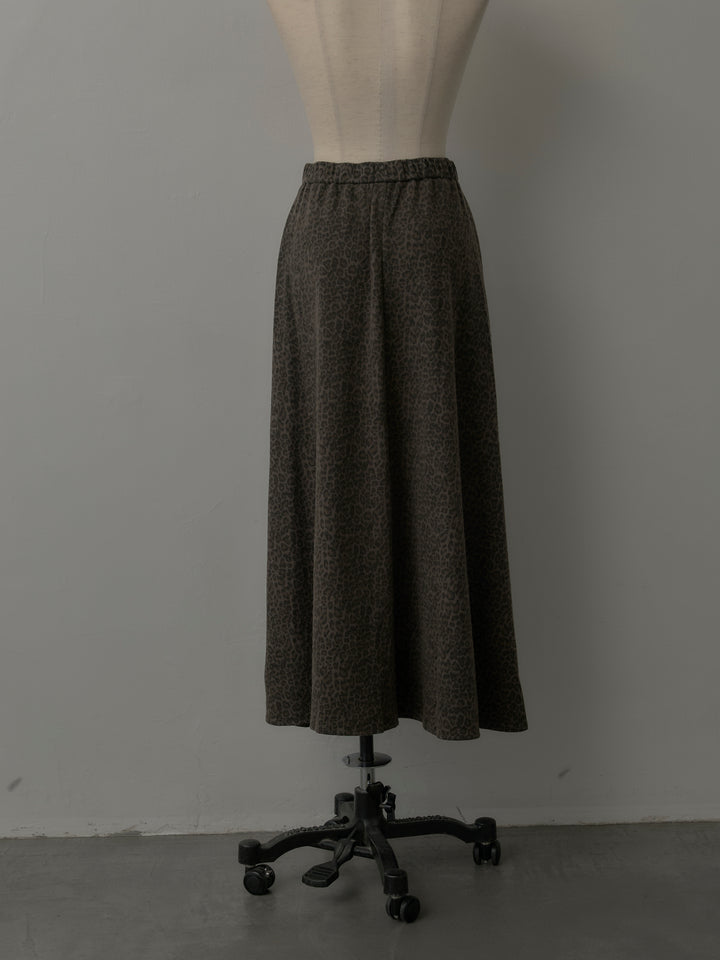 レオパードウールタッチフレアスカート