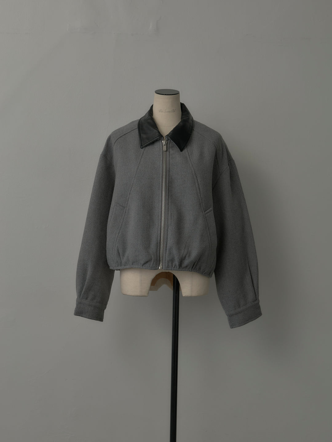レザー襟ウール混ジップアウター
