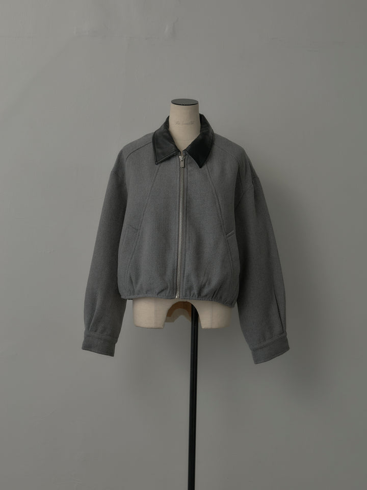 レザー襟ウール混ジップアウター