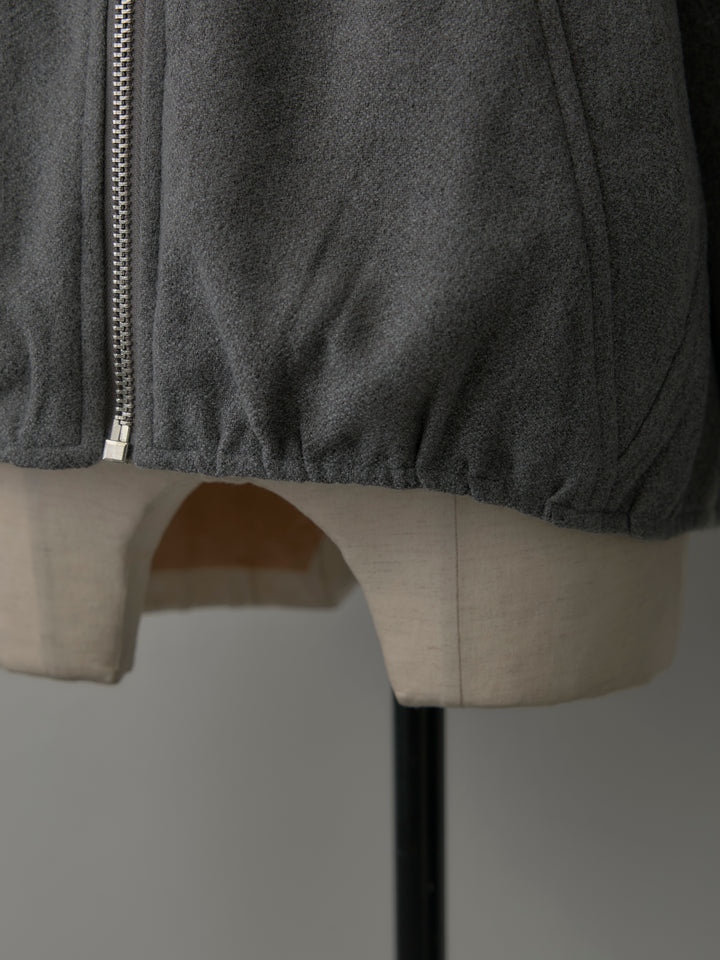 レザー襟ウール混ジップアウター