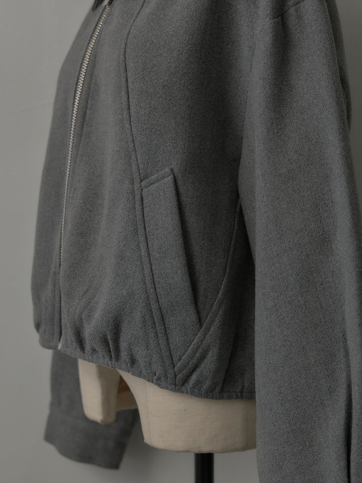 レザー襟ウール混ジップアウター