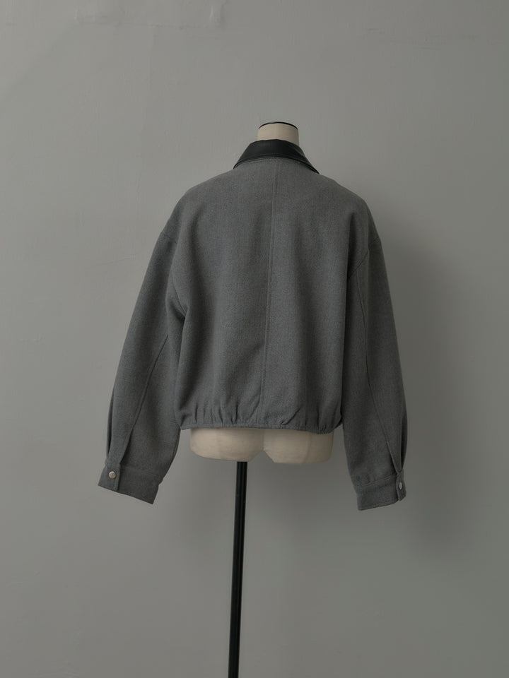 レザー襟ウール混ジップアウター