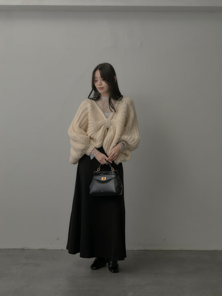 2wayリボンデザインローゲージニット