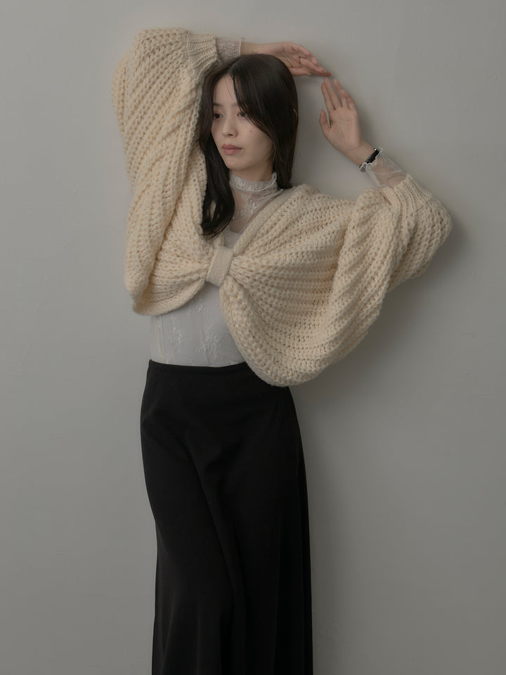 2wayリボンデザインローゲージニット