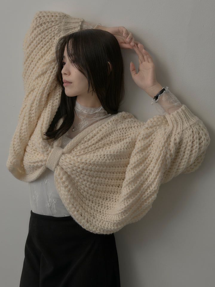 2wayリボンデザインローゲージニット