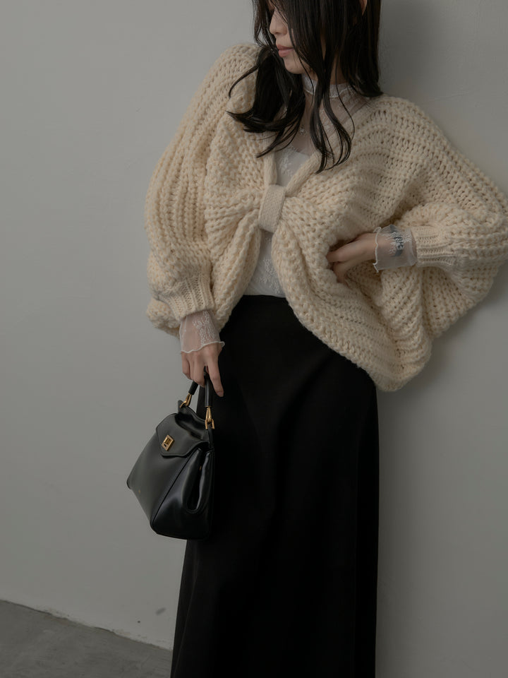 2wayリボンデザインローゲージニット