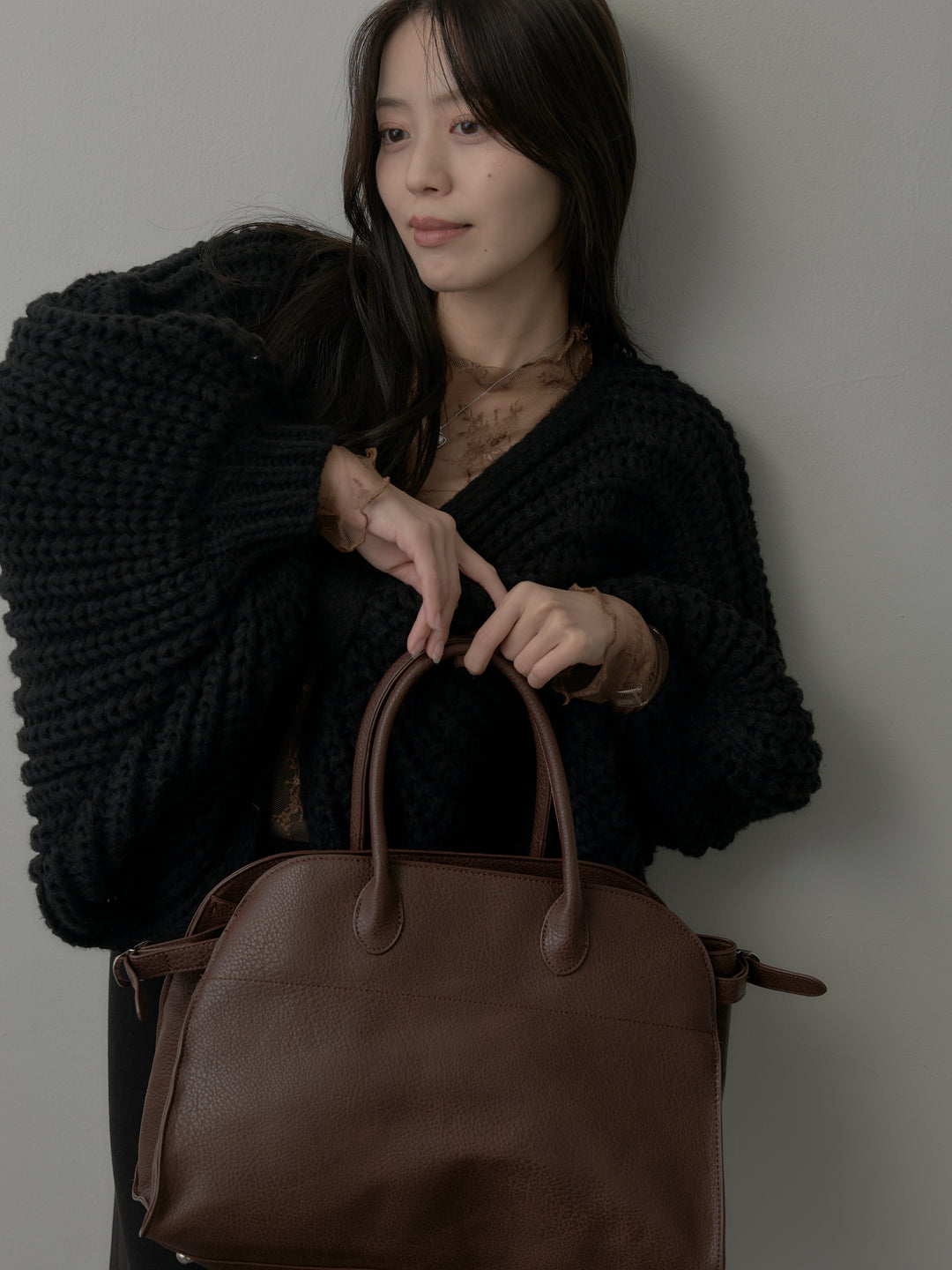 2wayリボンデザインローゲージニット