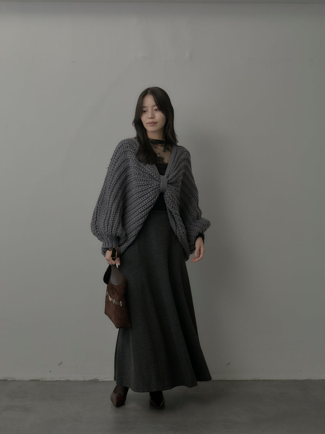 2wayリボンデザインローゲージニット