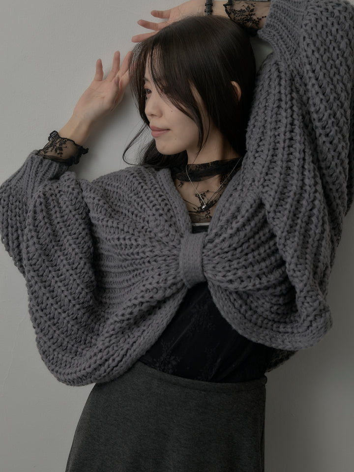 2wayリボンデザインローゲージニット