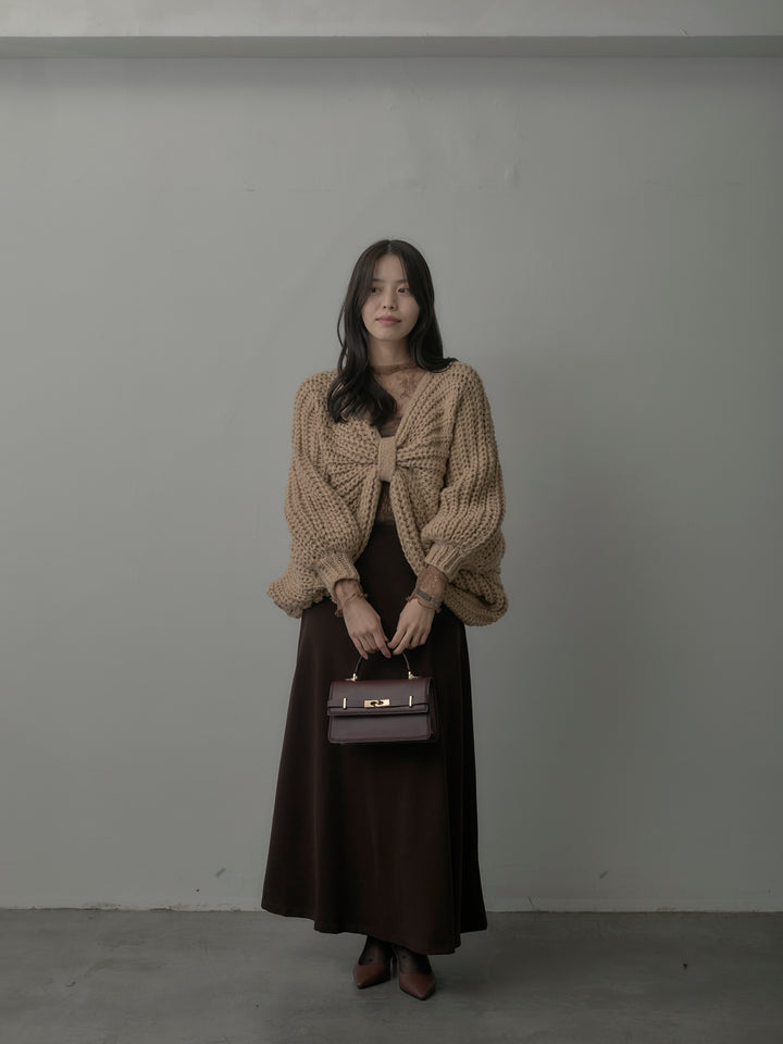 2wayリボンデザインローゲージニット