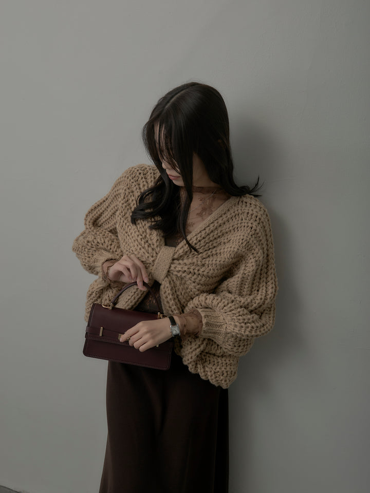 2wayリボンデザインローゲージニット