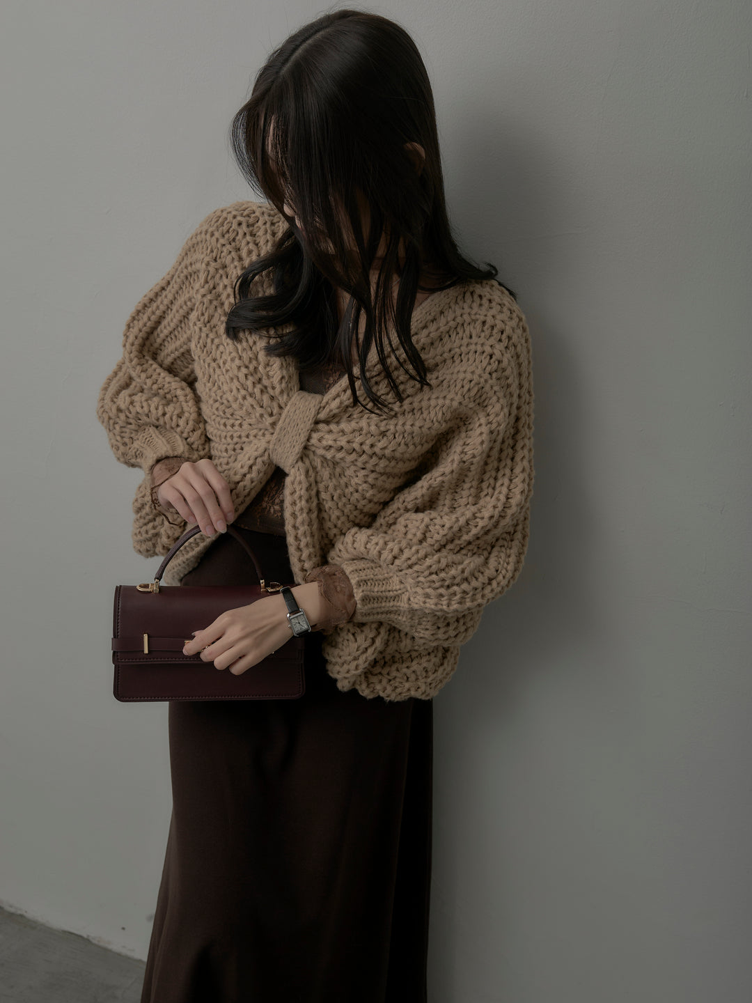 2wayリボンデザインローゲージニット