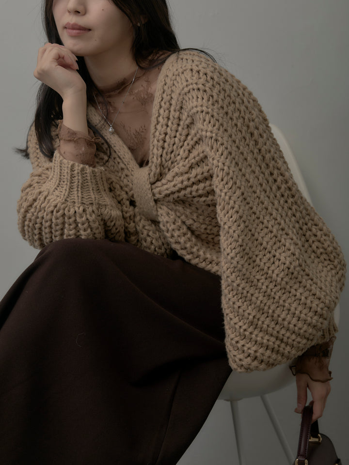 2wayリボンデザインローゲージニット