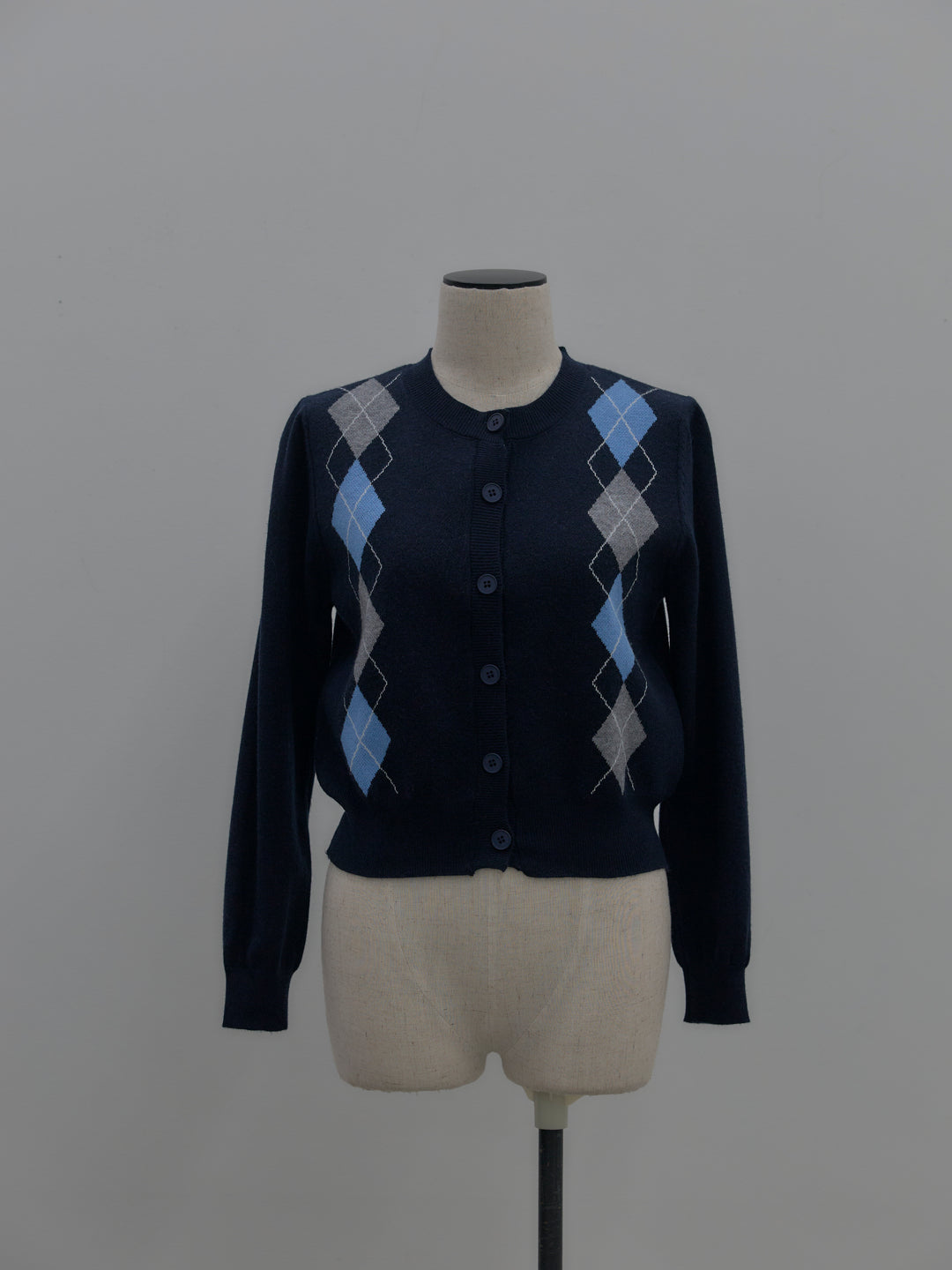 アーガイル柄ニットカーディガン
