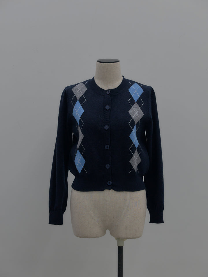 アーガイル柄ニットカーディガン