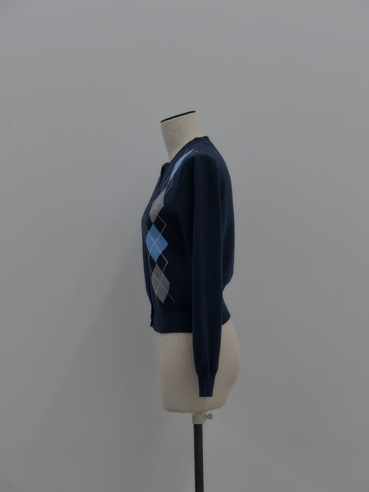 アーガイル柄ニットカーディガン