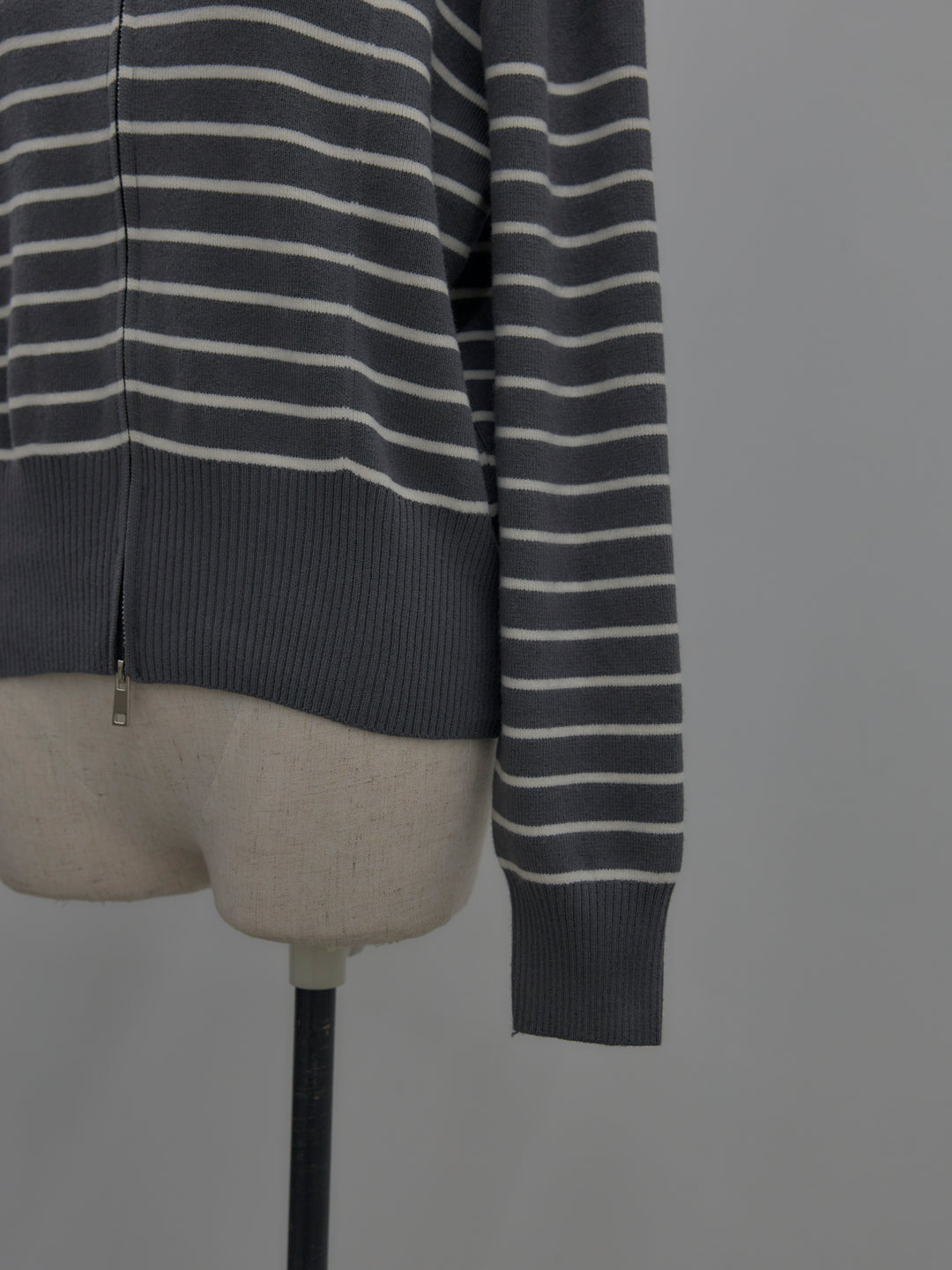 ダブルZIPハイネックボーダーニットトップス