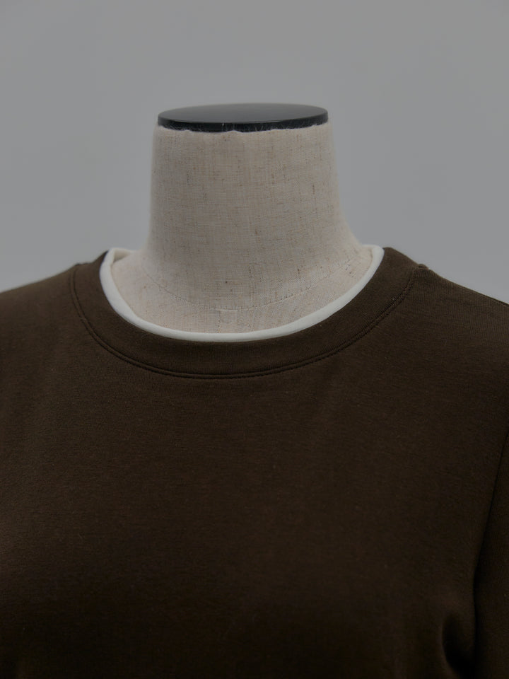 バイカラーデザインカフスストレッチトップス