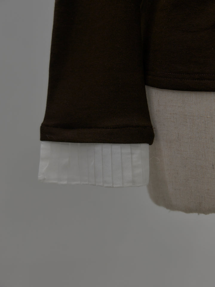 バイカラーデザインカフスストレッチトップス