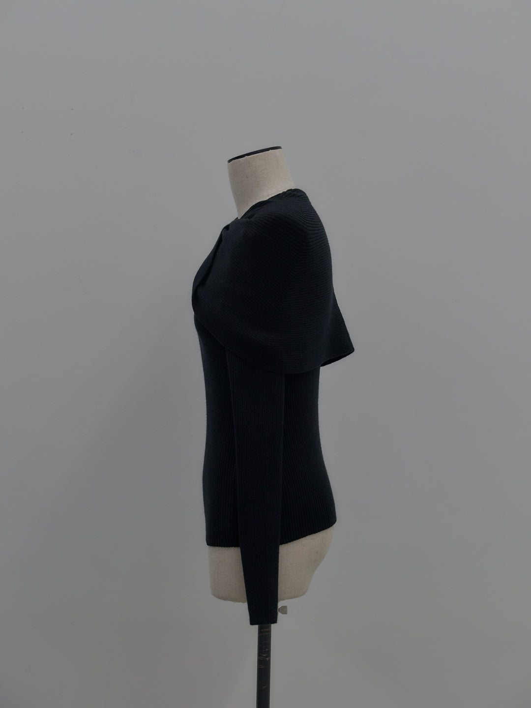 ケープライクデザインリブニットトップス