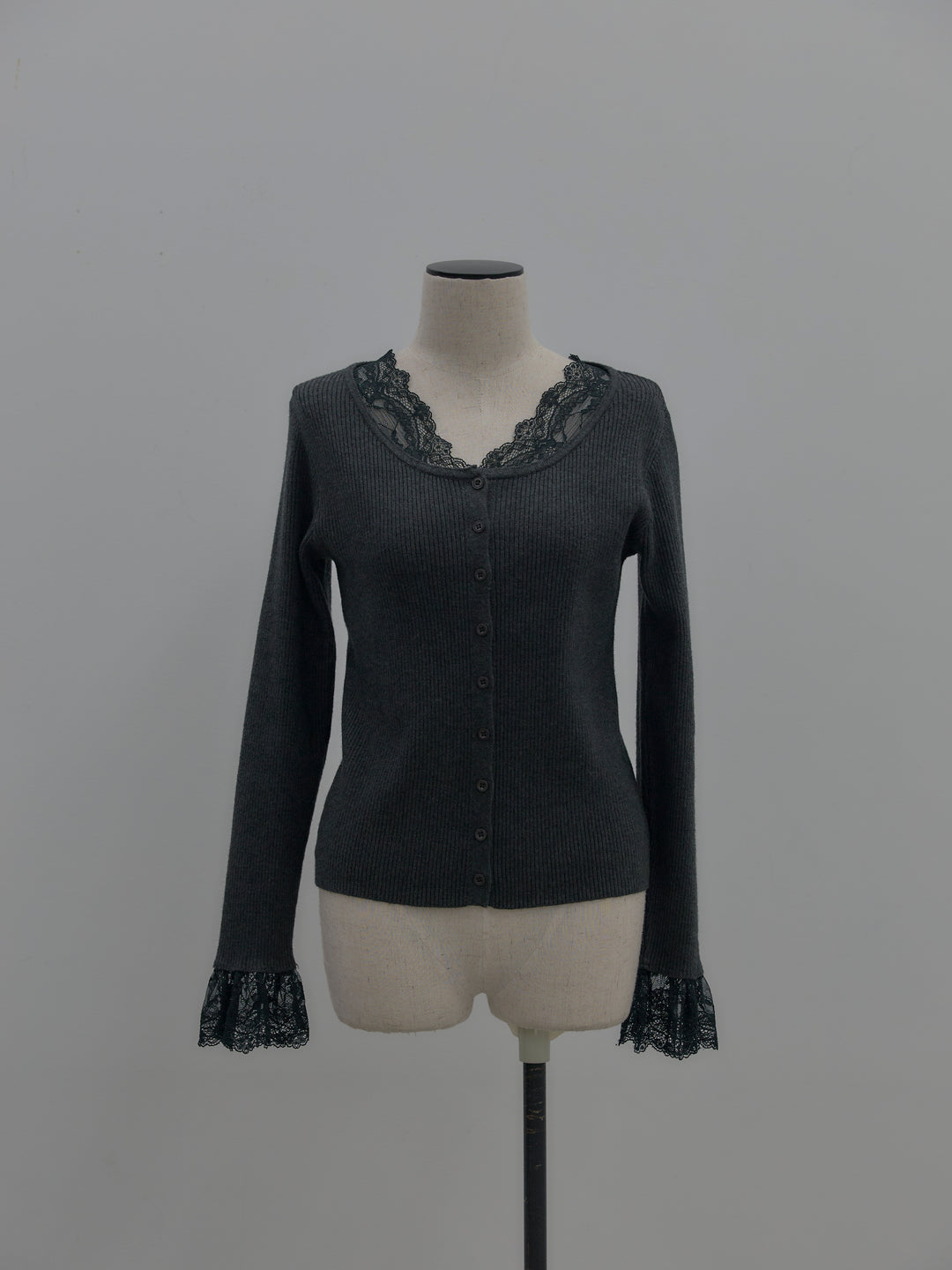 レースドッキングリブニットトップス